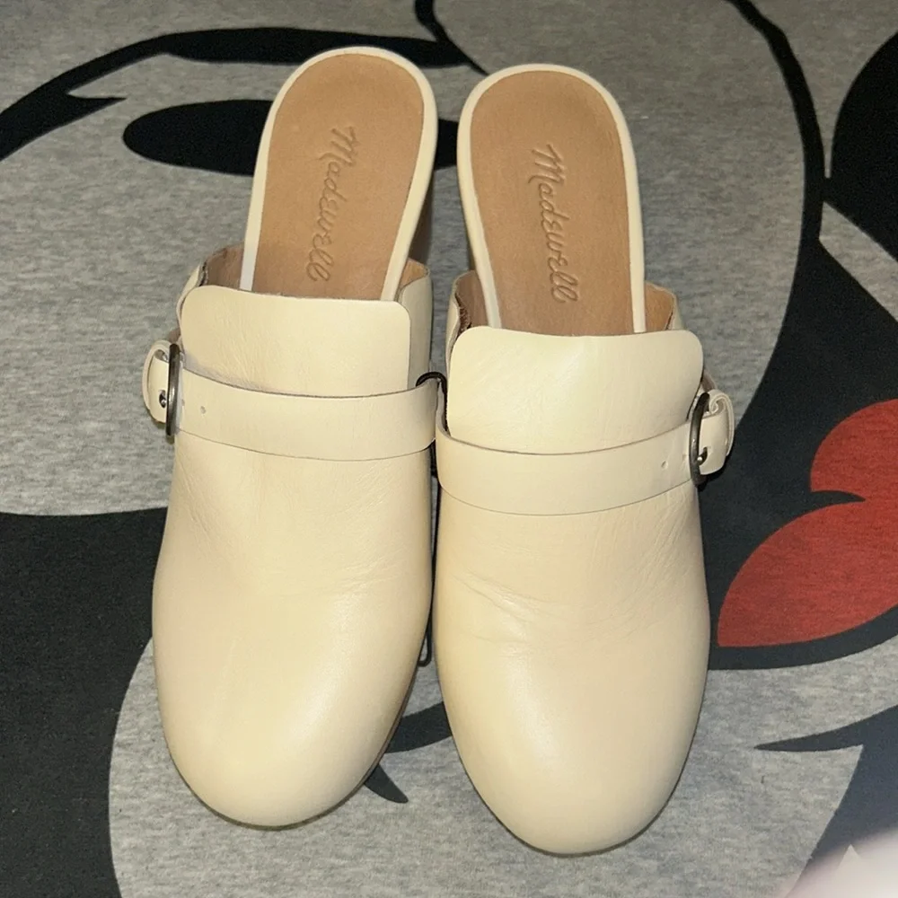 Madewell The Monique Buckle Clog in Bone Size 7 - Picture 3 of 15